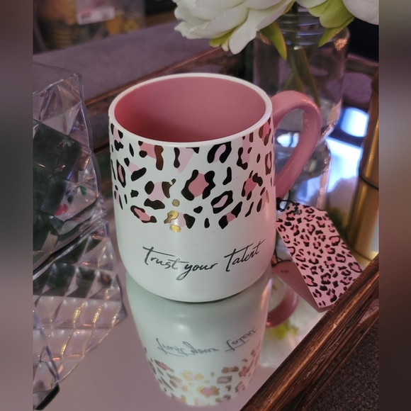 Sheffield Home Coffee Mug "Trust your talent" animal print pink & pearl 18ozNEW - Picture 1 of 7